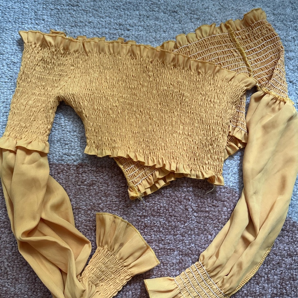 Yellow Off-Shoulder Smocked Top